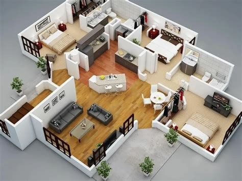 A beautiful rendered 3d floor plan for your house with furniture | Upwork