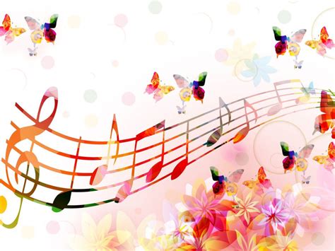 Musical Notes Butterflies Backgrounds | Design, Flowers, Music Templates | Free PPT Grounds