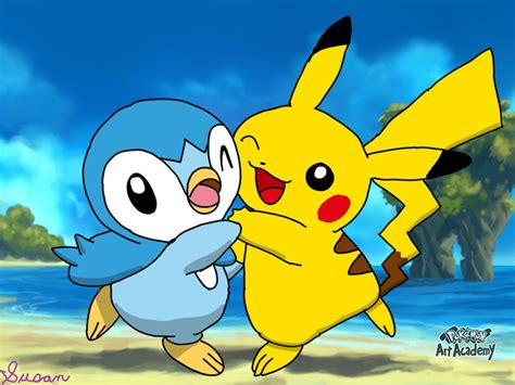 Pokemon Art Academy- Piplup and Pikachu by SusanLucarioFan16 on DeviantArt