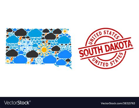 Climate pattern map south dakota state Royalty Free Vector