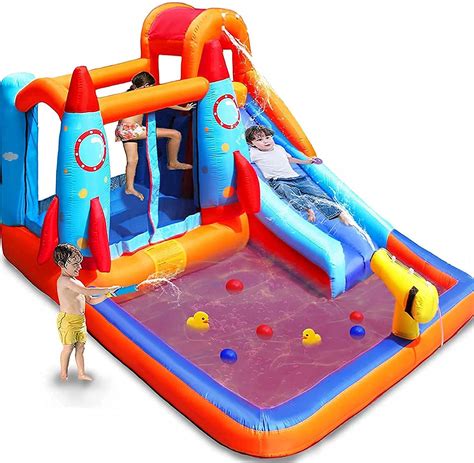 Buy MEIOUKA Kids Inflatable Bounce House with Blower Water Slides Pool ...