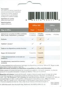 Gift Card: Office 365 (Microsoft, Spain(Windows) Col:ES-MIC-002