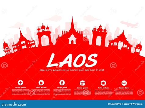 Laos Landmarks Skyline In Silhouette Cartoon Vector | CartoonDealer.com ...