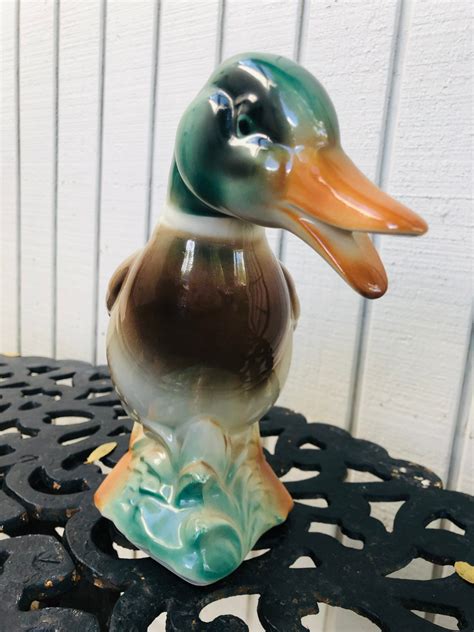 Vintage Ceramic Duck Duck Figurine Glass Duck | Etsy