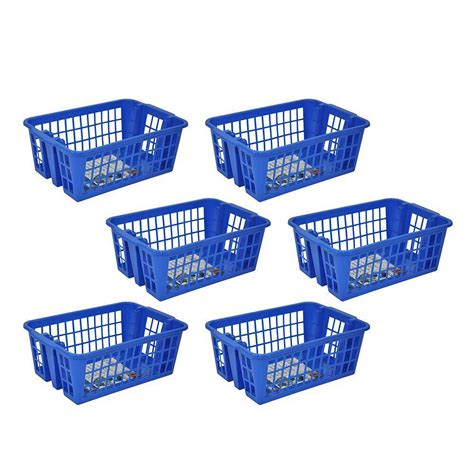 Medium Stackable Storage Basket in Blue (6-Pack)-BK150RT6-058 - The Home Depot | Stackable ...