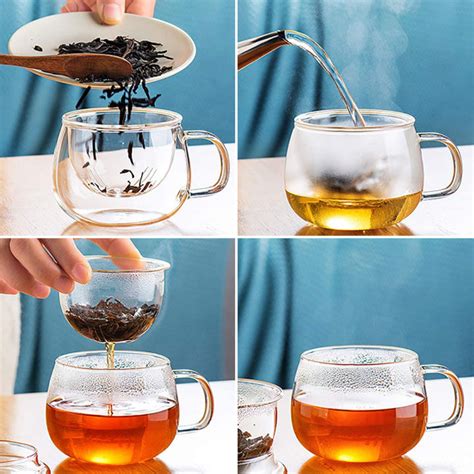 【Ready Stock &With Strainer and Lid】Glass Tea Cup 300ml Borosilicate Glass Tea Cups Coffee Mug ...