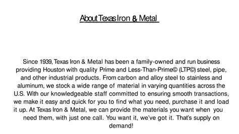 PPT - Surplus Pipe - Texas Iron & Metal PowerPoint Presentation, free download - ID:10976478