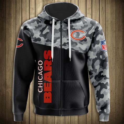 Chicago Bears Military Hoodies 3D Sweatshirt Long Sleeve New Season ...