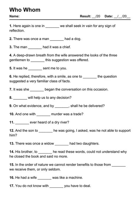 101 Who Whom PDF Worksheets with Answers [2075 Exercises] - Grammarism