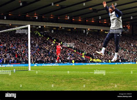 Rangers goalkeeper Neil Alexander and substitute El Hadji Diouf celebrate a goal for Rangers in ...