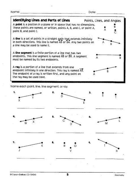 Identify Points Lines Planes Worksheets