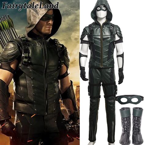 2017 adult Green Arrow season 4 Costume Oliver Queen Green Arrow cosplay leather green arrow ...