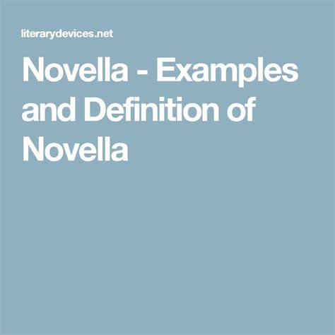 Novella - Examples and Definition of Novella