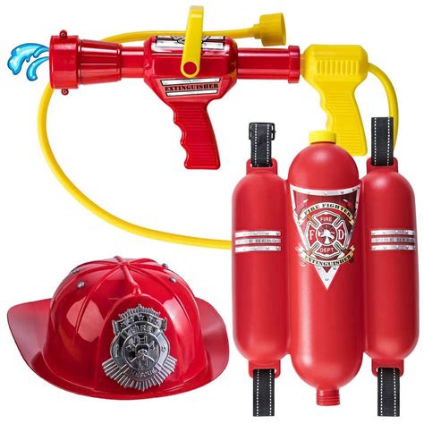 Prextex Firefighter Play Set - Backpack Water Gun Blaster with Fire Hat, Beach & Outdoor Toy ...