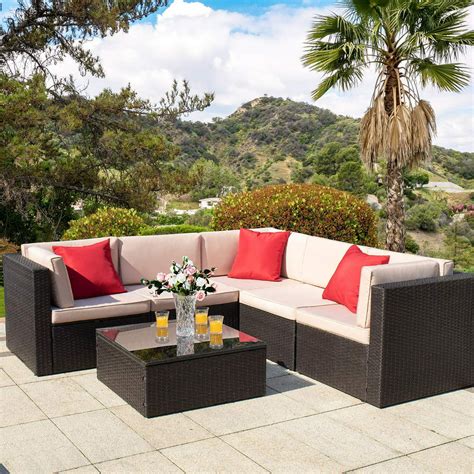 Walnew 6 Pieces Outdoor Furniture Patio Sectional Sofa Sets All Weather ...