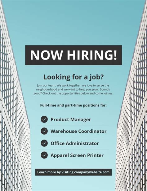 Now Hiring Modern Business Poster Idea - Venngage Poster Examples | Hiring poster, Business ...