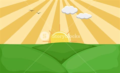 Sunrise - Cartoon Background Vector Royalty-Free Stock Image - Storyblocks