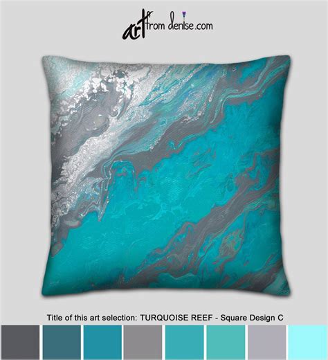 Large Couch Pillows Set or Gray and Turquoise Decorative - Etsy