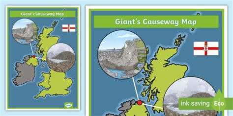 Giant's Causeway Map Display Poster (teacher made) - Twinkl