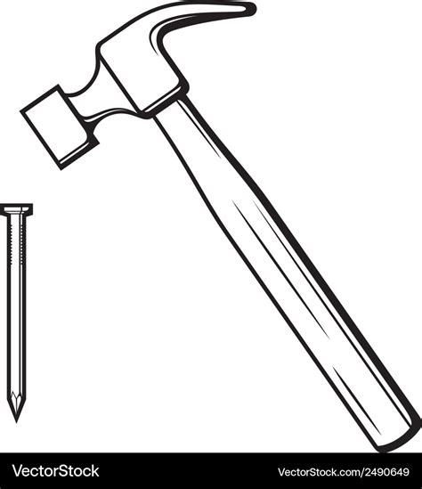 Hammer and nail Royalty Free Vector Image - VectorStock