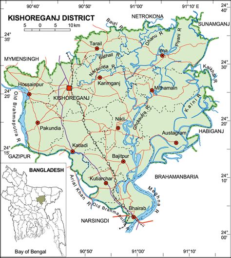 Maps of Bangladesh: Kishoreganj District