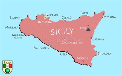 Mapa De La Isla Italiana De Sicilia Ilustración del Vector ...