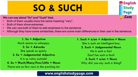 How to Use SO and SUCH in English - English Study Page