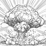 Coloring Page A Black And White Illustration Of Large Explosion  sketch template