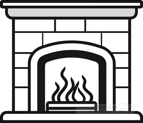 Holiday Outline Clipart-christmas fireplace