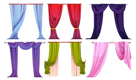 Cartoon set of color curtains isolated on white 19804057 Vector Art at ...