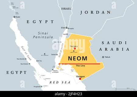 NEOM and the Sinai Peninsula, political map. Neom, a planned smart city ...