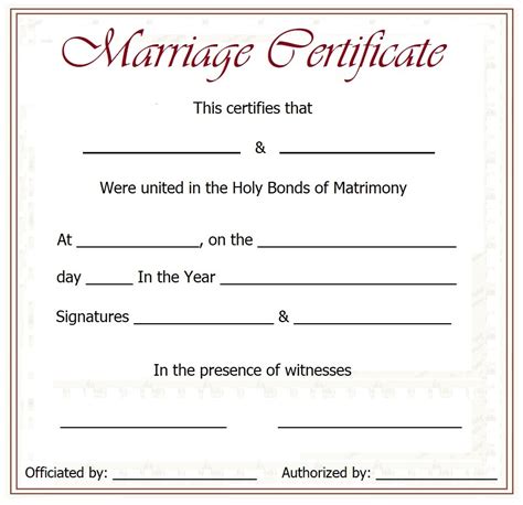 Marriage Certificate Template | Free Word Templates