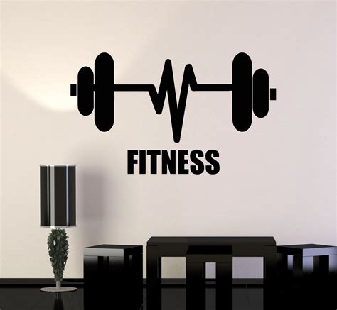 Vinyl Wall Decal Fitness Barbell Bodybuilding Sports Gym Stickers ...