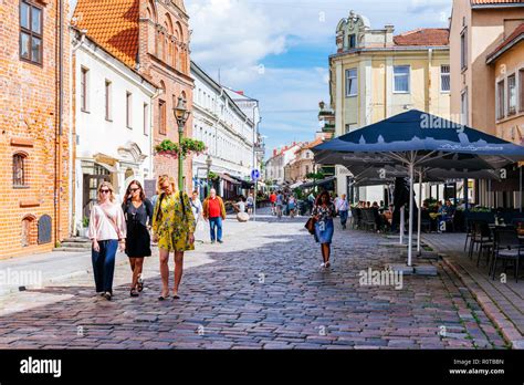 Cafes in the Kaunas Old Town. Kaunas, Kaunas County, Lithuania, Baltic ...