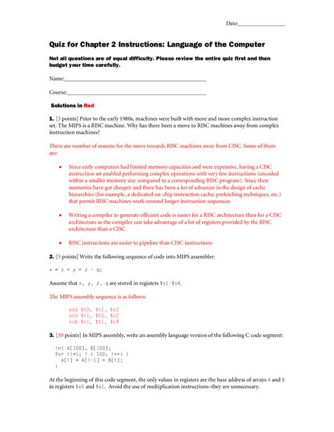 Mips Programming Exercises with solutions - Docsity