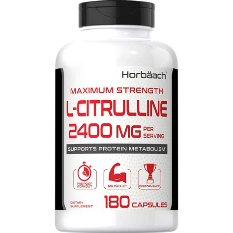 L Citrulline 2400 mg | 180 Capsules | Maximum Strength | Non-GMO ...