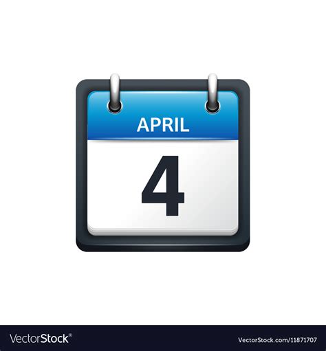 April 4 calendar icon flat Royalty Free Vector Image