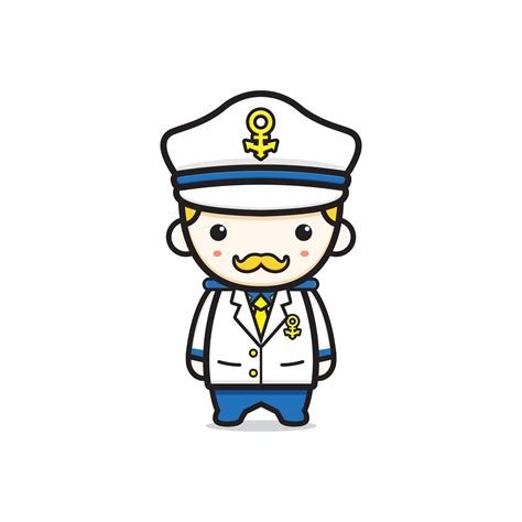 Cute captain navy marine character cartoon icon illustration 3224539 Vector Art at Vecteezy