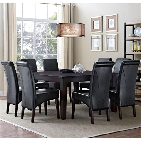 Simpli Home Avalon 9-Piece Midnight Black Dining Set-AXCDS9-AVL-BL - The Home Depot