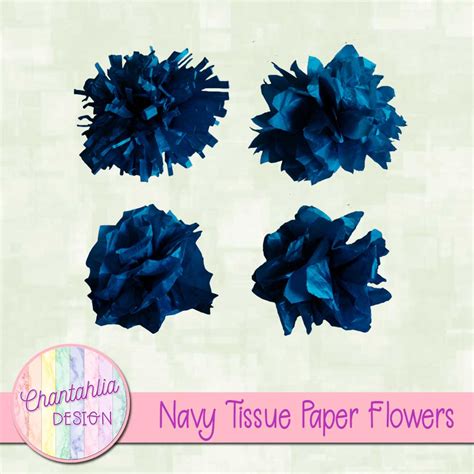 Free Tissue Paper Flowers Design Elements in Navy