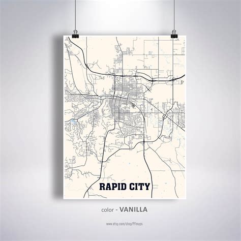 Rapid City Map Print Rapid City Map South Dakota SD USA Map | Etsy