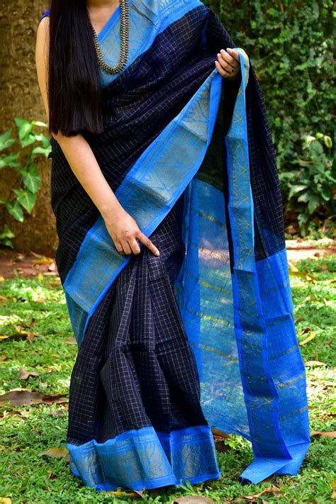 Madurai Sungudi Cotton Saree by Dvija | Cotton saree designs, Black cotton saree, Cotton saree ...