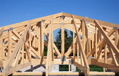 Roof Trusses. Roofing Construction House Roof Building.Timber Roof ...