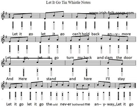 Let It Go Tin Whistle Notes From Frozen - Irish folk songs