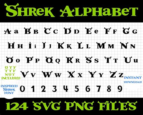 Shrek Font Png Shrek Font Shrek Shrek Alphabet Shrek | Etsy