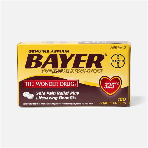 Genuine Bayer Aspirin, 325 mg Tablets, 100 ct.