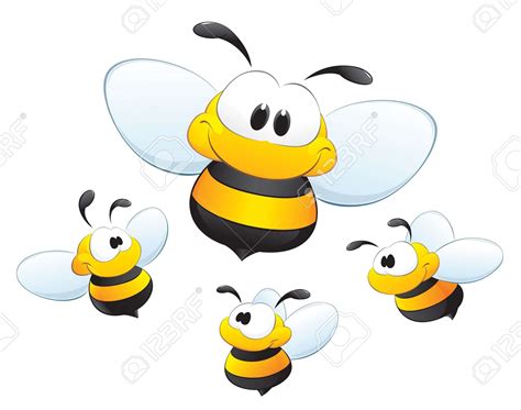 Abejas De Dibujos Animados Lindo Para El Elemento De Diseño Ilustraciones… | Cartoon bee, Bee ...