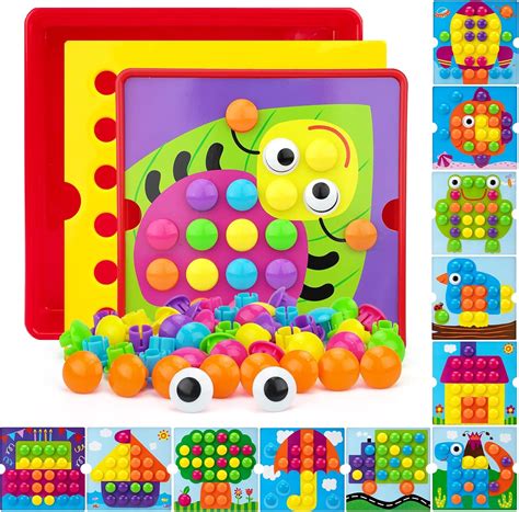 Amazon.com: AluAbi Button Art Toys for Toddlers, Crafts for Age 3-5 ...