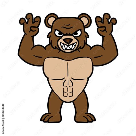 Cartoon Scary Muscular Bear Stock Vector | Adobe Stock