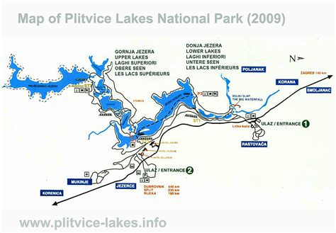 Map of Plitvice Lakes National Park (2009) - Plitvice Lakes